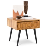 Bme Georgina Solid Wood Mid-Century Modern Side Table with Drawer